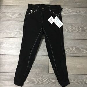 NWT SMARTPAK PIPER Original Mid Rise Full Seat Breeches in Black Silver 28R